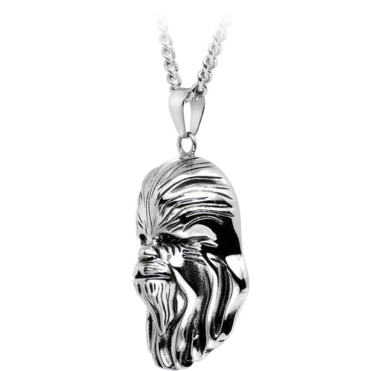 Licensed Steel Star Wars 3D Chewbacca Pendant Necklace
