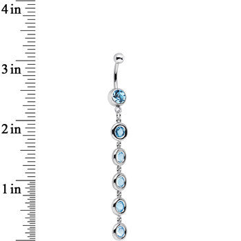 Aqua Gem Skinny Line Drop Dangle Belly Ring