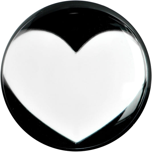 00G Black Acrylic White Heart Saddle Plug