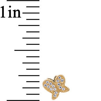 16G Gold Anodized Stainless Steel CZ Butterfly Tragus Earring