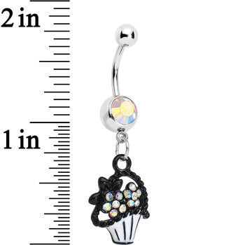 Aurora Czech Stone Basket of Flowers Dangle Belly Ring