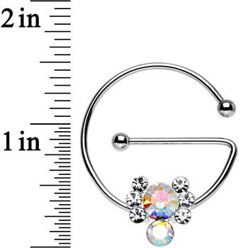 Aurora Clear Gem Universal Nipple Ring Set Created with Crystals