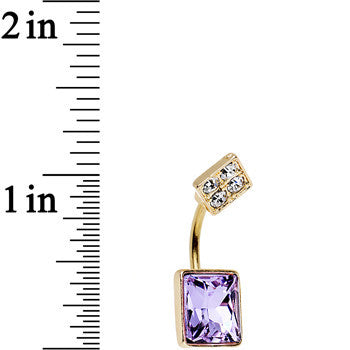 Clear Gem Gold Anodized Lovely Large Purple Square Cut Gem Belly Ring