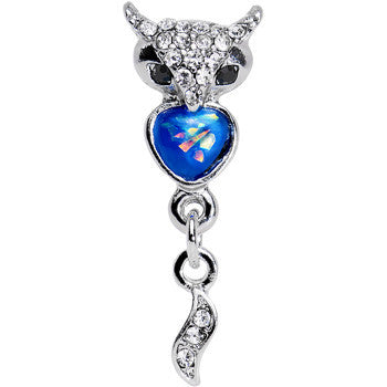 16G 1/4 Blue Faux Opal Heart of an Owl Dangle Cartilage Earring