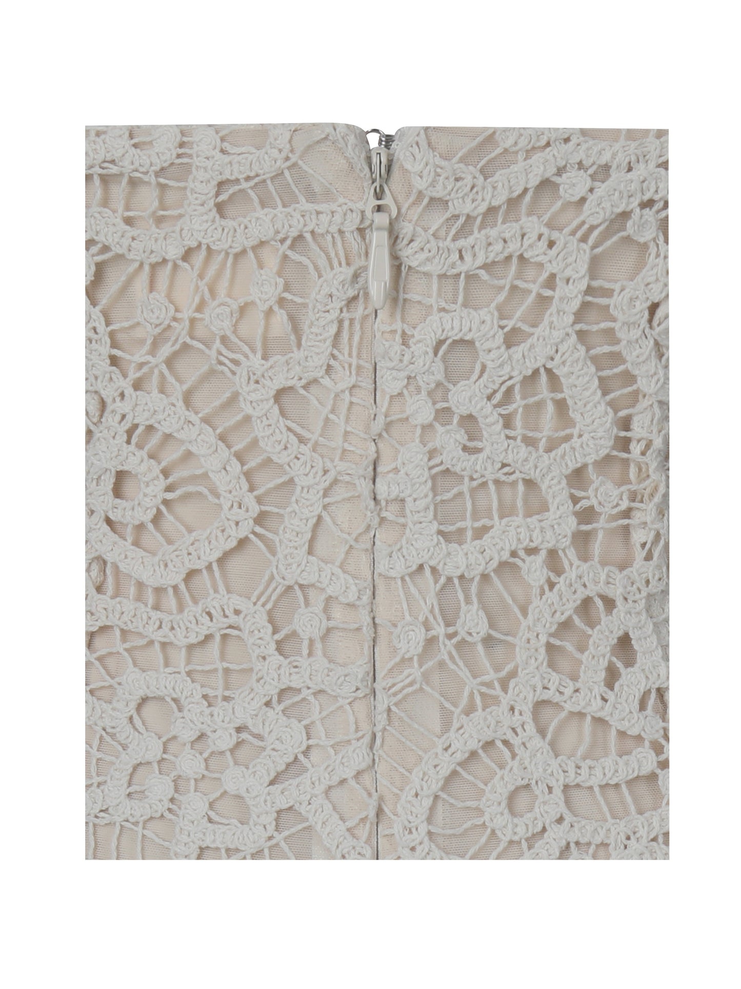 Faelyn Off-White Double Fringe Crochet Halter Maxi Dress