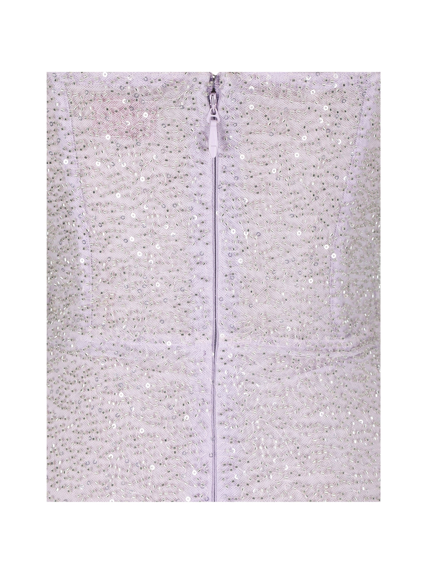 Raylee Lilac Beaded Mesh Strapless Sheath Maxi Dress