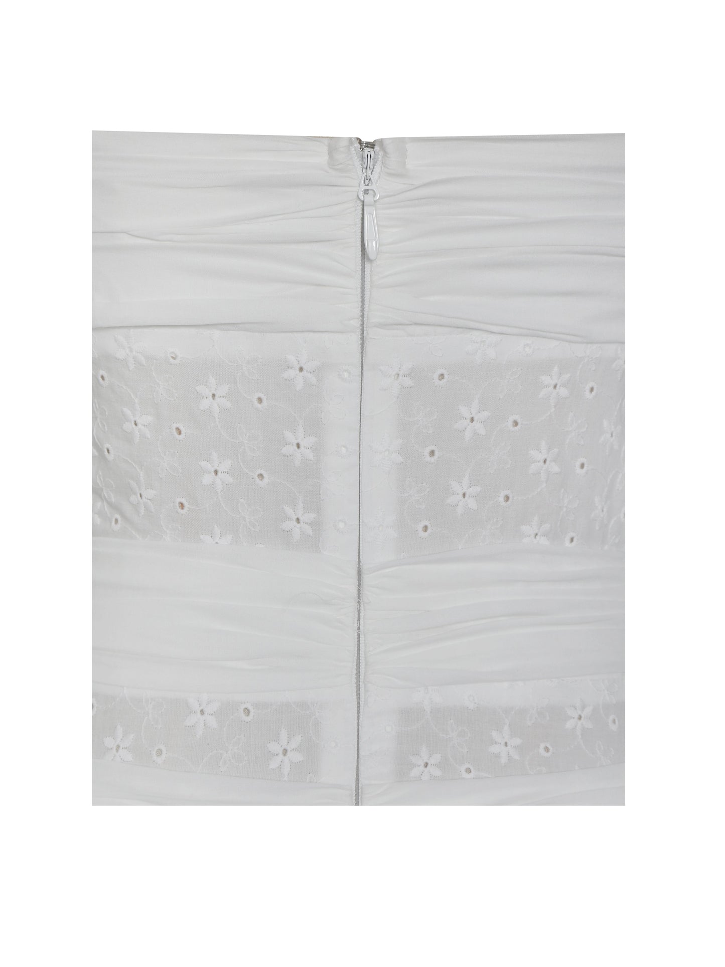 Maelis White Eyelet Drop Waist Cotton Midi Dress