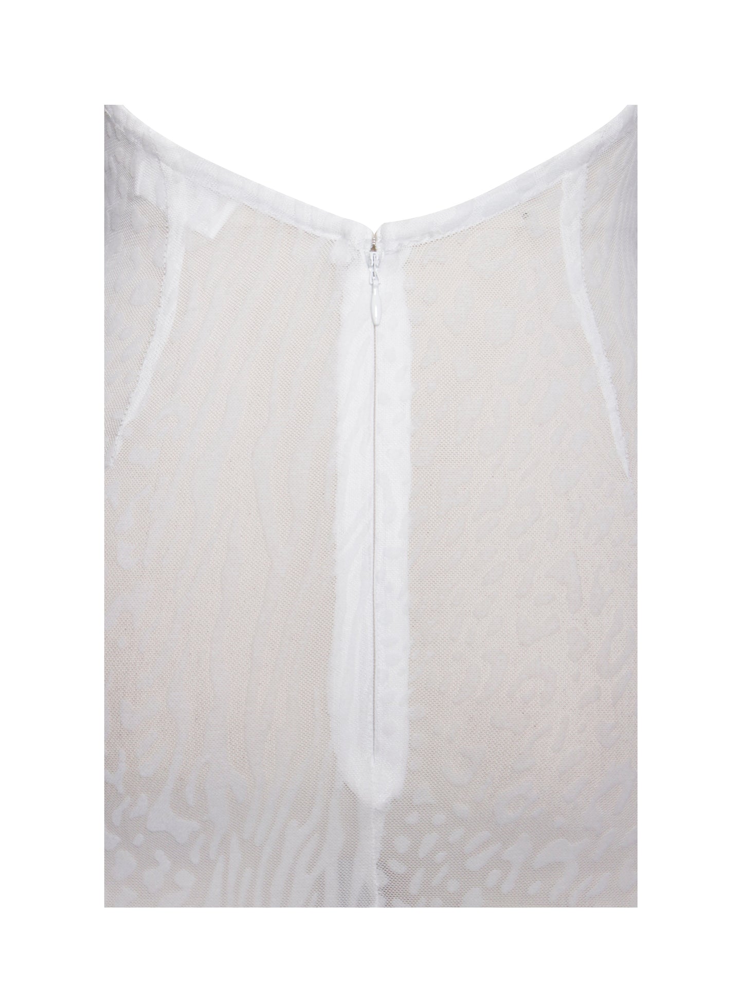 Olena White Burnout Velvet Animal Print Mesh Halter Neck Maxi Dress