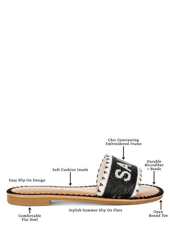 Luxe Getaway Beaded Saint Tropez Flat Slip Ons