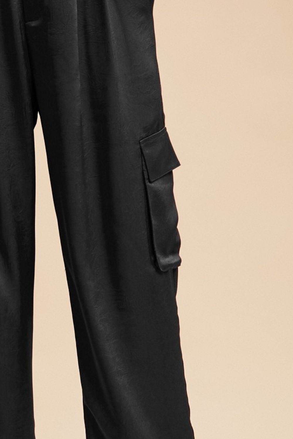 Annie Wear Wide Leg Cargo Satin Pants