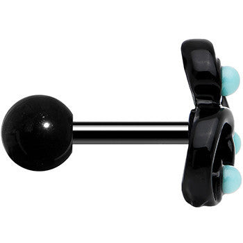 1/4 Faux Turquoise Black Trinity Swirl Tragus Cartilage Earring
