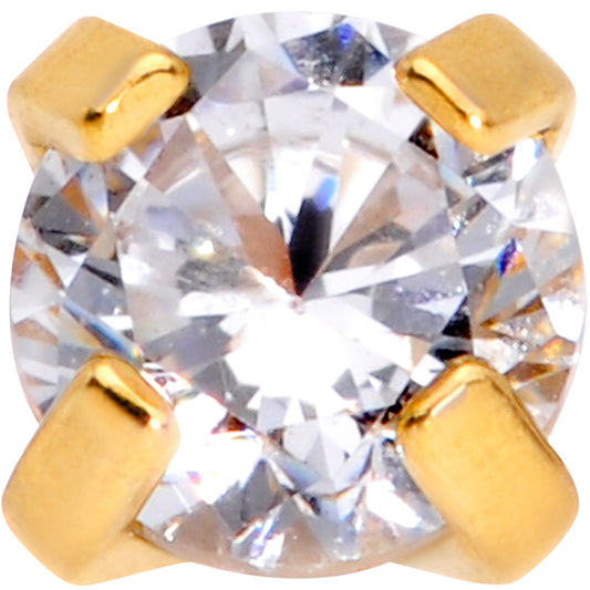 1/4 Clear 3mm Gem Gold IP Internally Threaded Labret Monroe Tragus