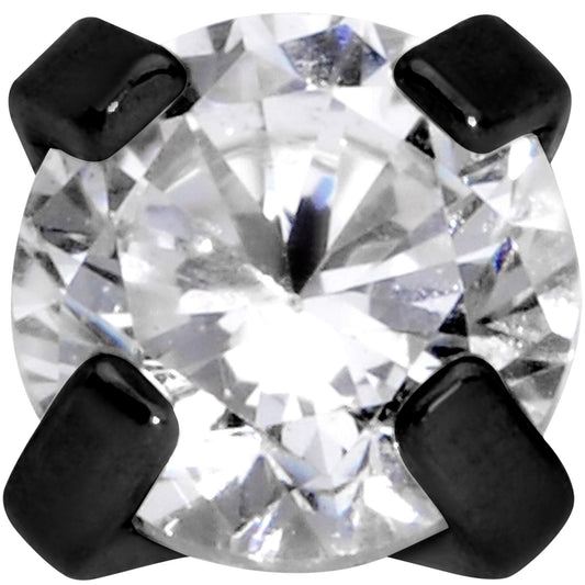 1/4 Clear 3mm Gem Black IP Internally Threaded Labret Monroe Tragus