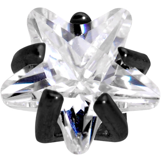 1/4 Clear Star CZ Gem Black PVD Internally Threaded Labret Monroe