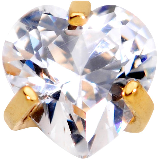 1/4 Clear Heart CZ Gold PVD Internally Threaded Labret Monroe