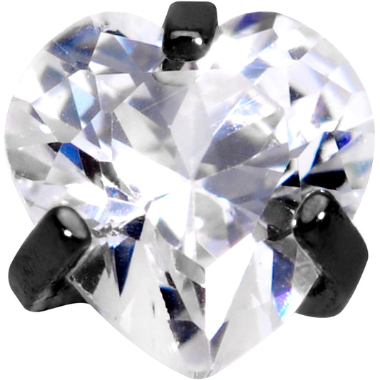 1/4 Clear Heart CZ Black PVD Internally Threaded Labret Monroe