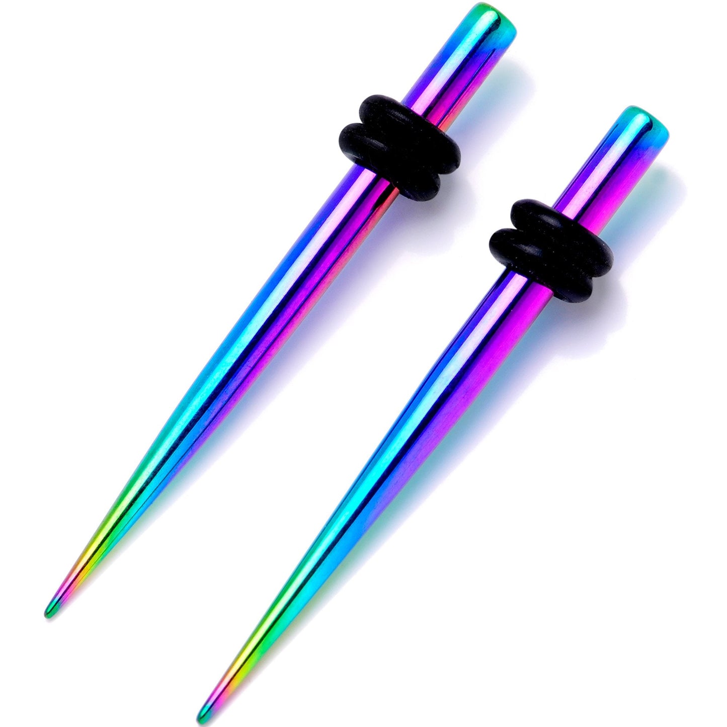 Rainbow Anodized Titanium Micro Taper Straight Plug Set 14G to 10G
