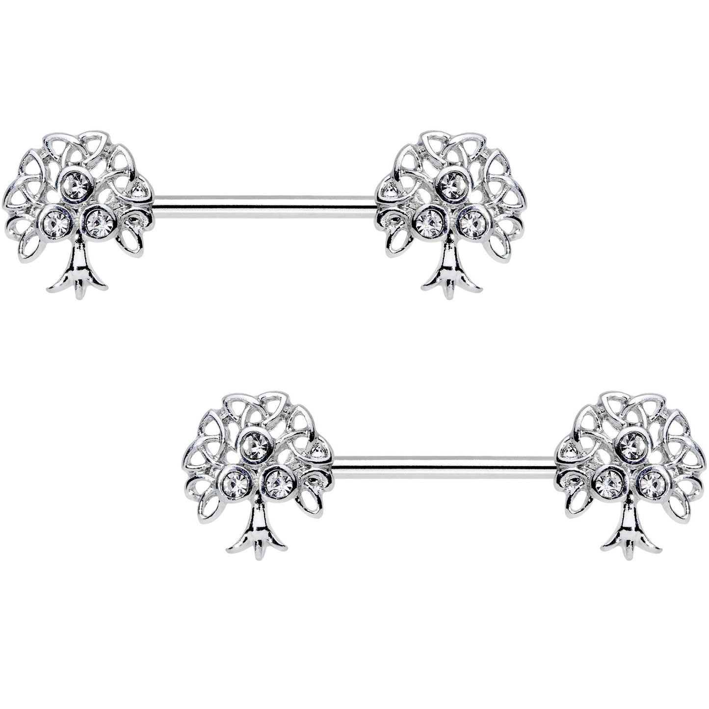 9/16 Clear Gem Trio Fruit Tree Barbell Nipple Ring Set