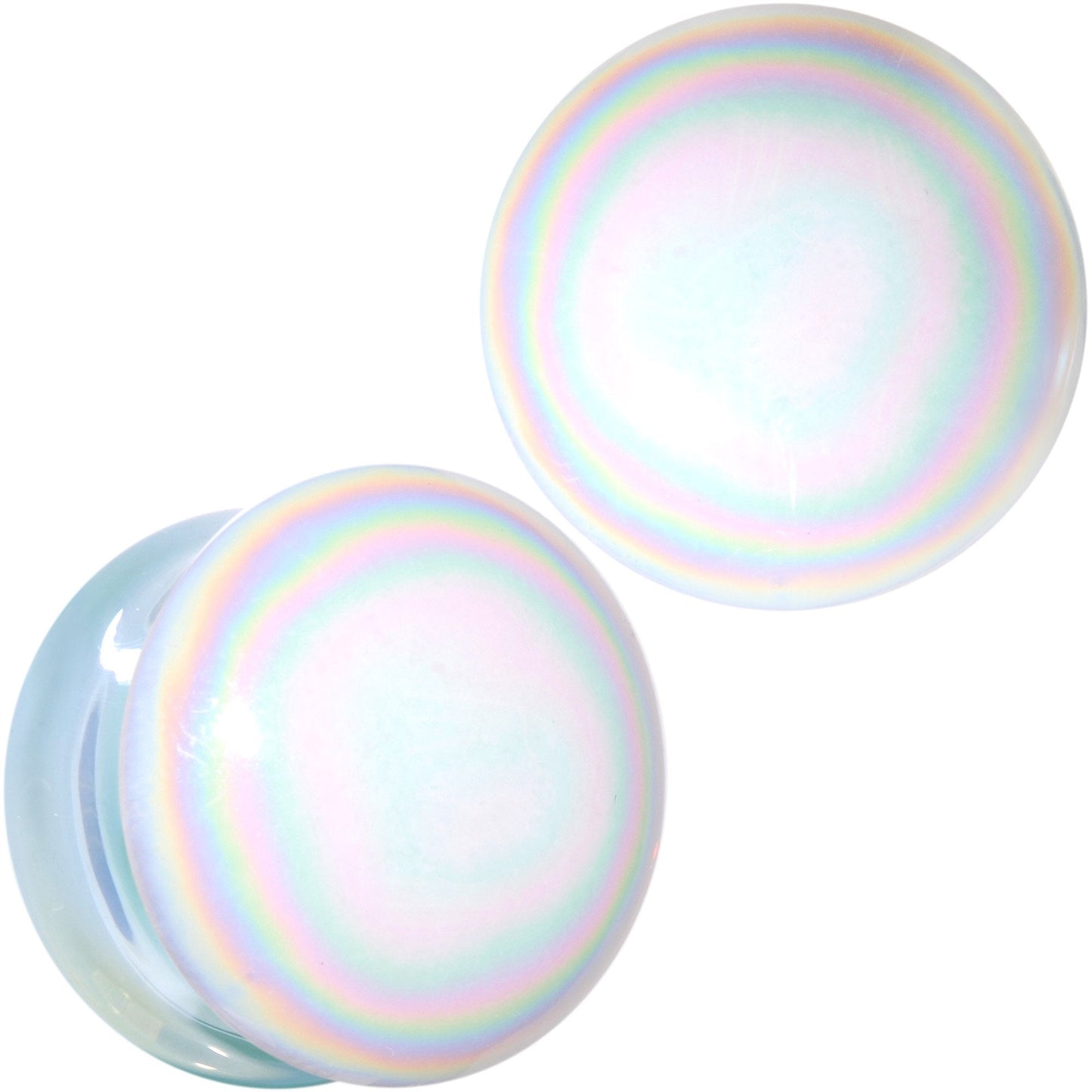 White Glass Radical Radiance Double Flare Plug Set 5mm to 19mm