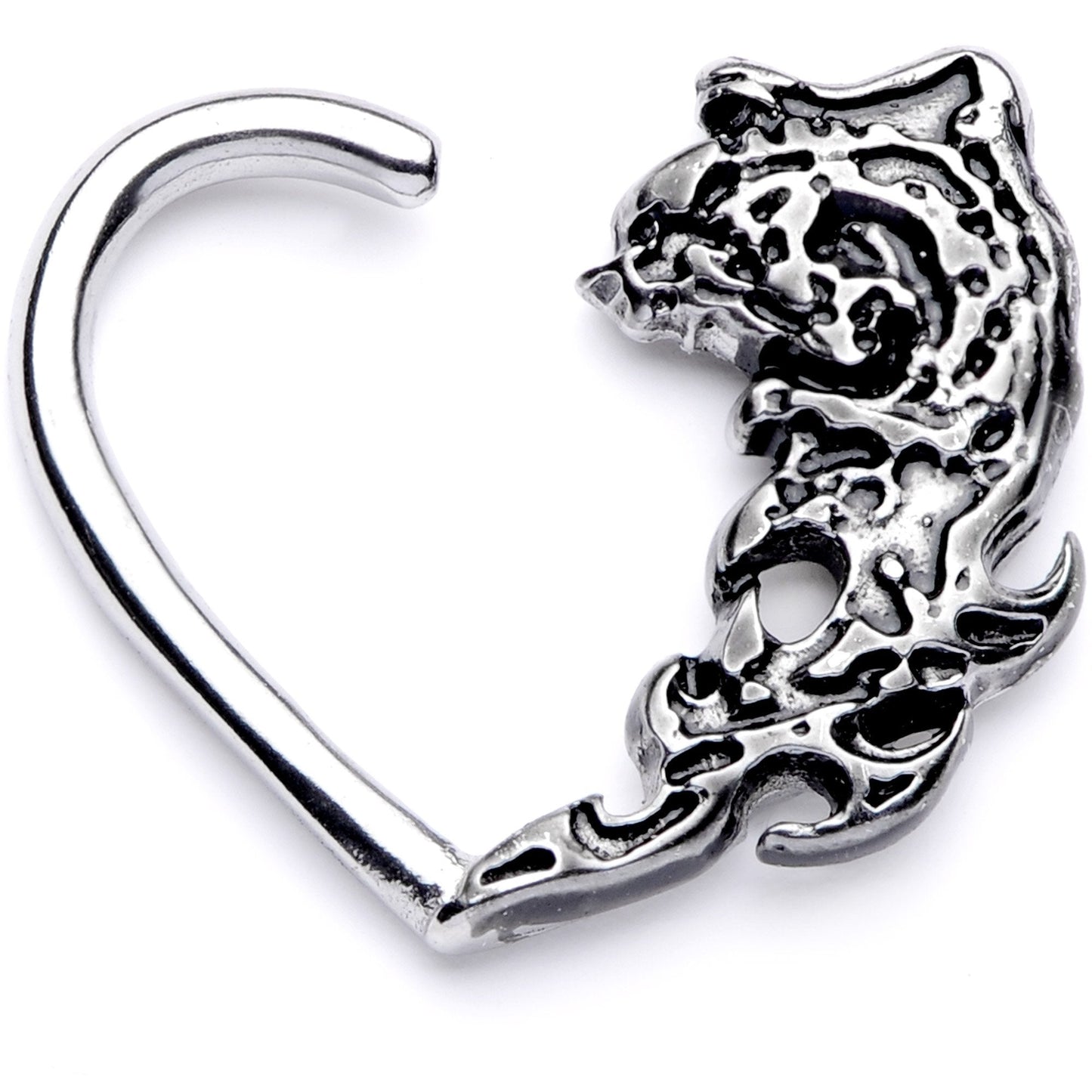 16G 3/8 Tribal Wave Left Heart Closure Ring