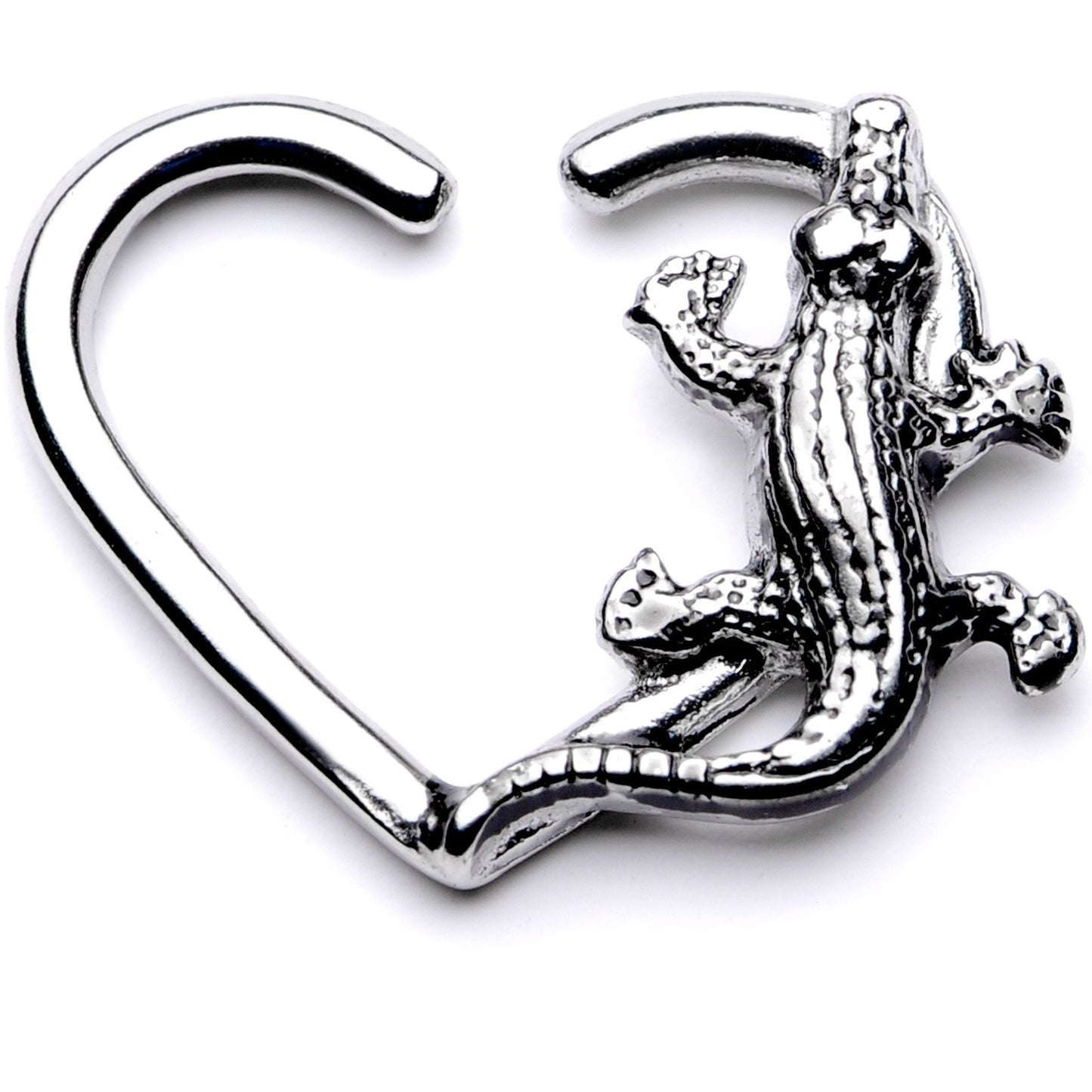 16G 3/8 Slithering Alligator Left Heart Closure Ring