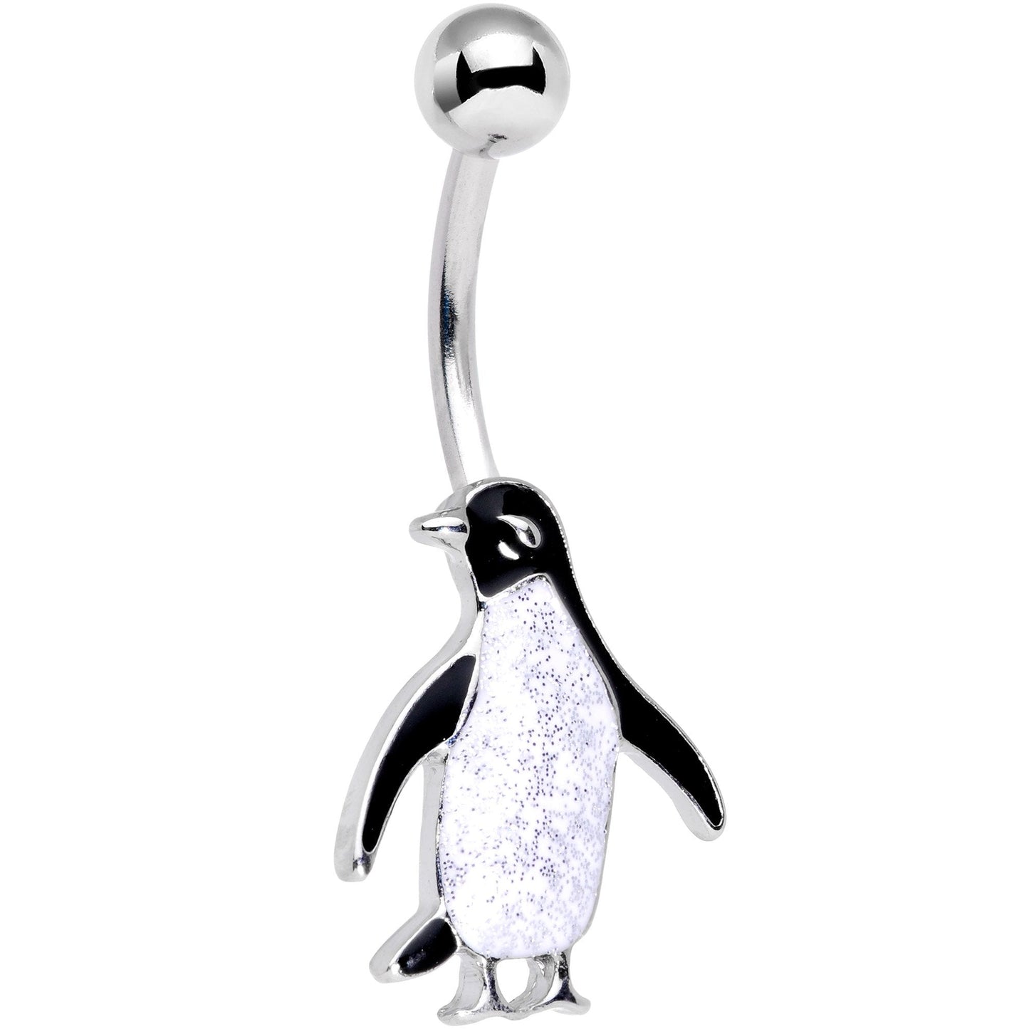 White Glitter Arctic Penguin Belly Ring
