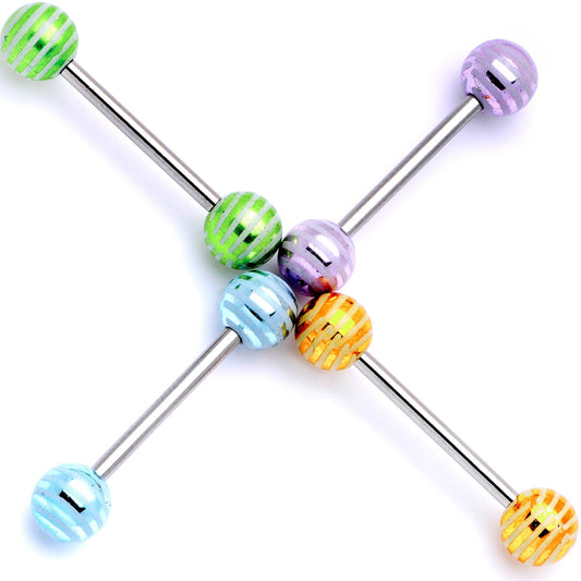 Pastel Stripes Party Barbell Tongue Ring Set of 4