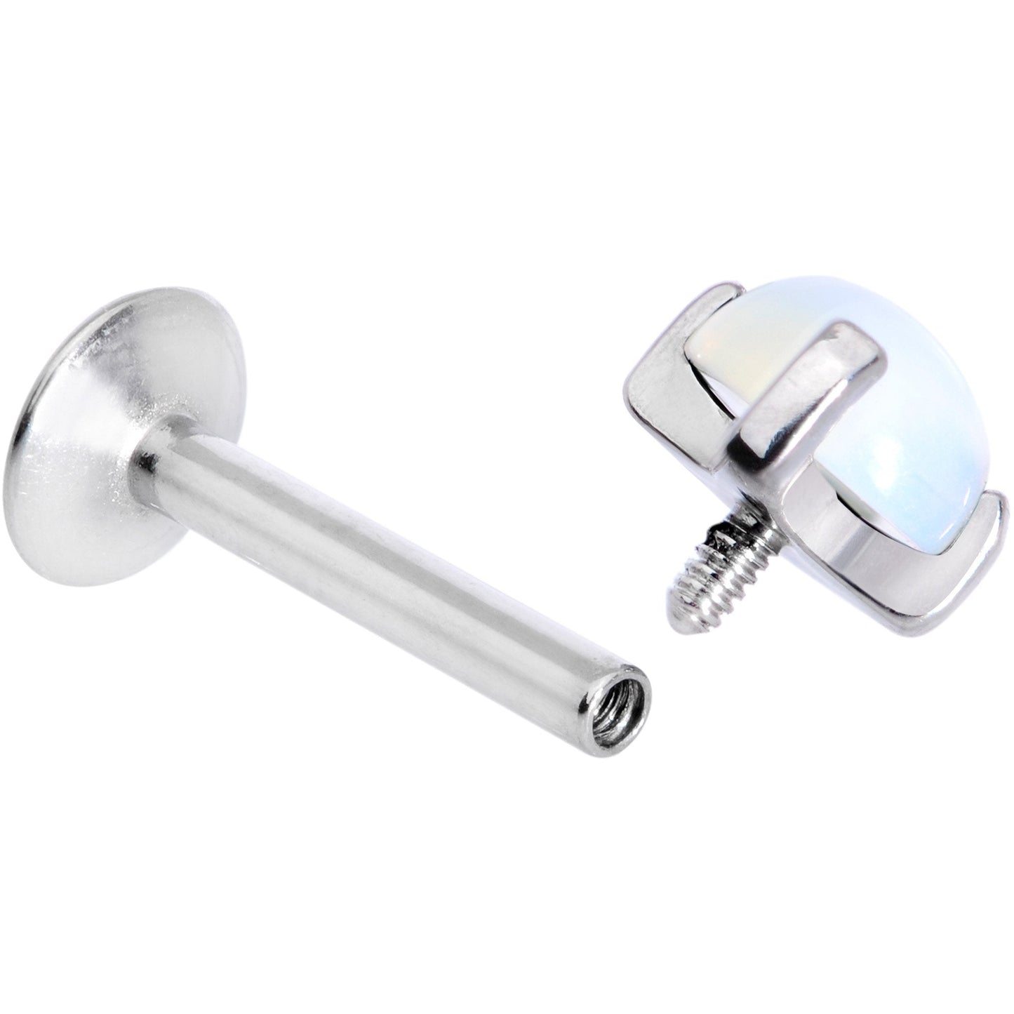 16G 5/16 White Opalite Internally Threaded Labret Monroe Tragus