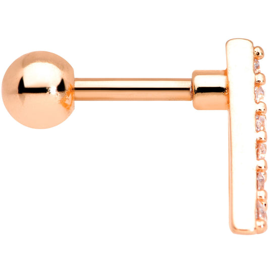 16G 1/4 Clear Gem Rose Gold Tone Triangle Cartilage Tragus