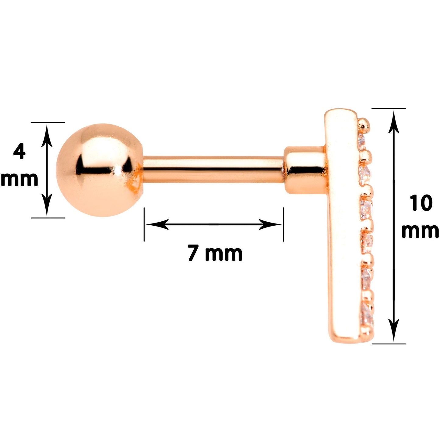 16G 1/4 Clear Gem Rose Gold Tone Triangle Cartilage Tragus