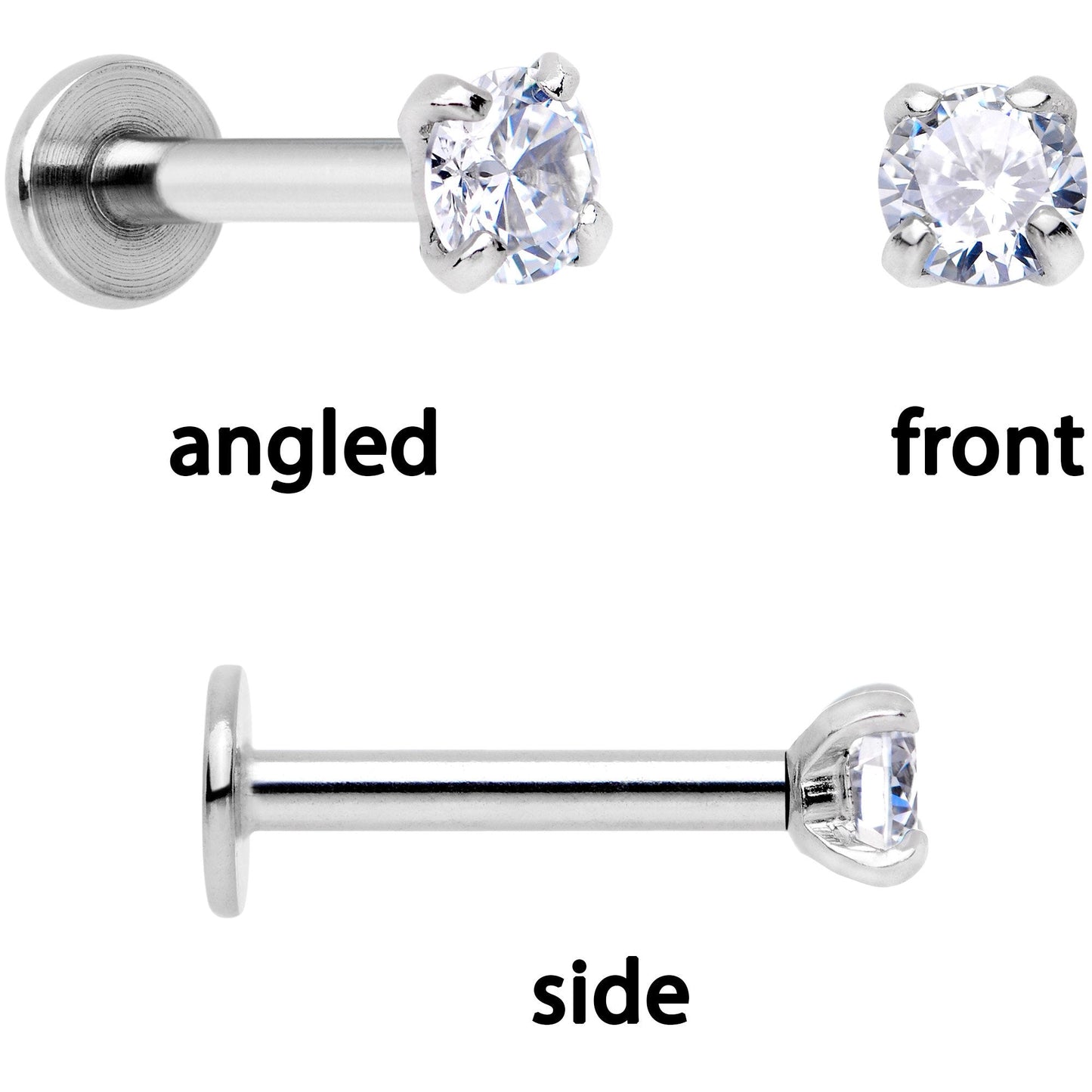 16G 1/4 Clear Gem Lotus Flower Black Cartilage Tragus Earring Set of 3