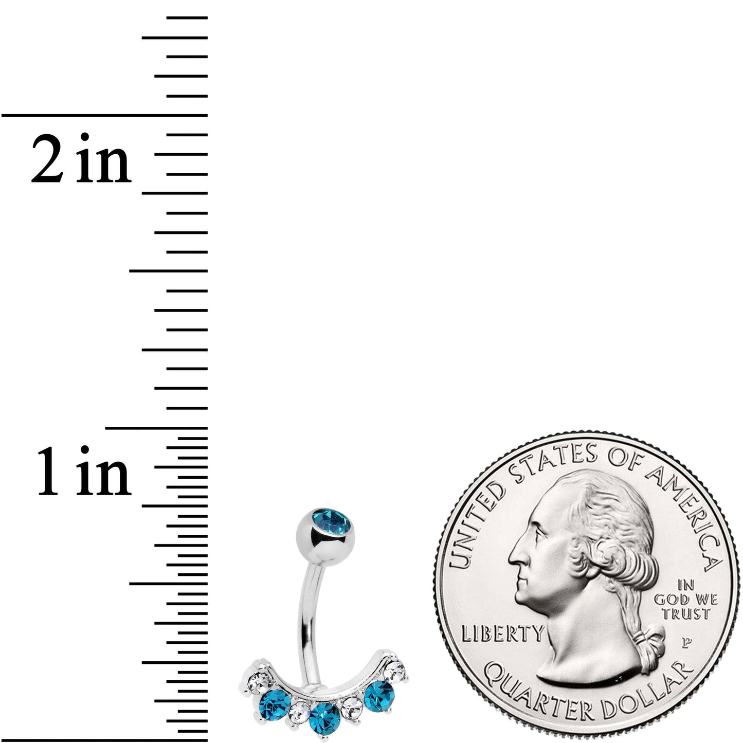 Aqua Clear CZ Gem Wave Of Glamour Belly Ring