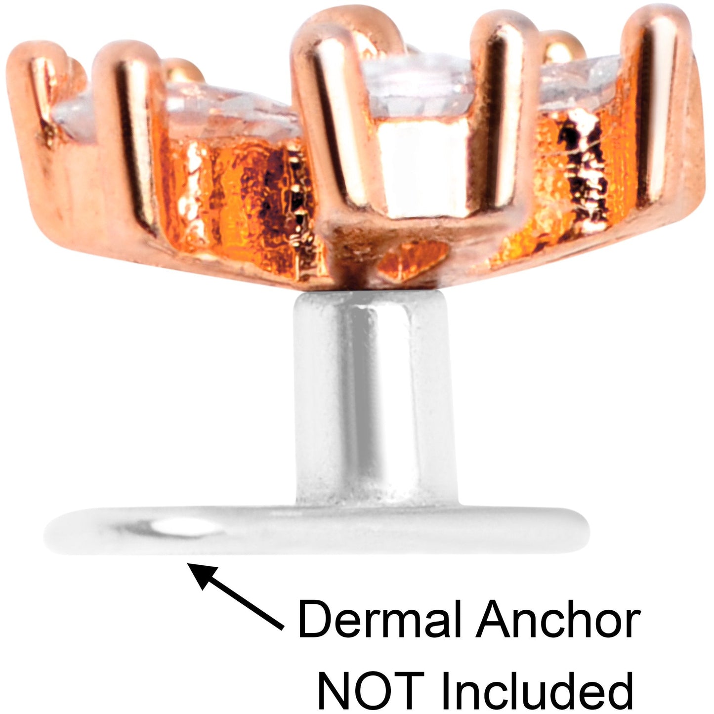 14G Clear CZ Gem Lovely Bloom Rose Gold Tone Dermal Anchor Top