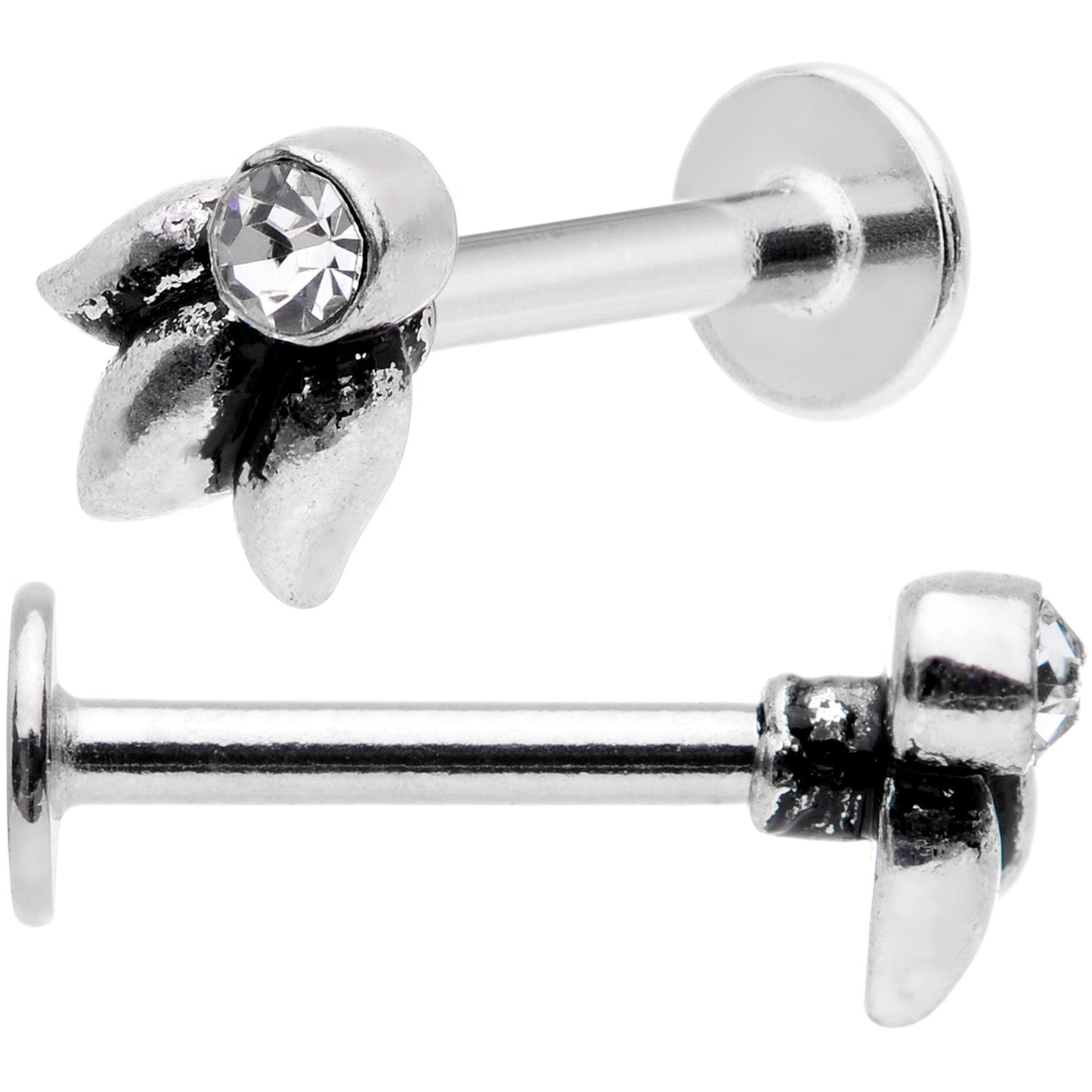 16G 5/16 Clear Gem Lotus Flower Elephant Cartilage Tragus Earring Set