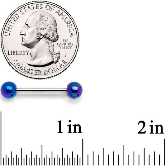 14G 9/16 Blue Pearlescent Acrylic Barbell Nipple Ring Set