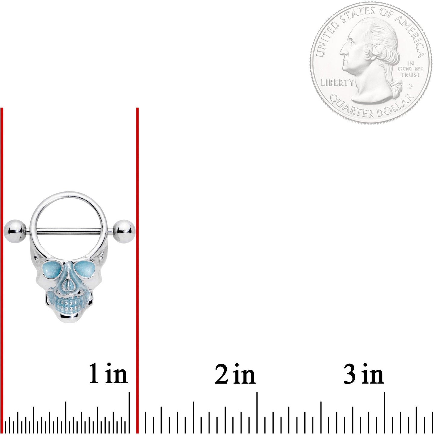 14G 9/16 Glow in the Dark Skull Nipple Shield Set