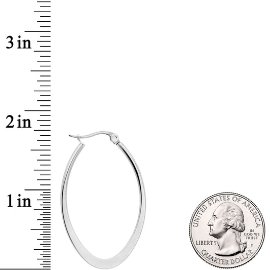 40mm Stainless Steel Oval Hoop Earrings