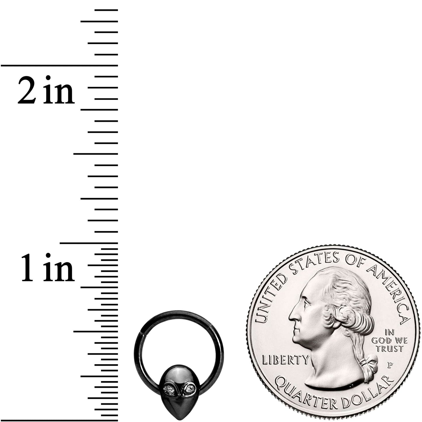 16G 3/8 Clear Gem Black Alien Invader Hinged Segment Ring