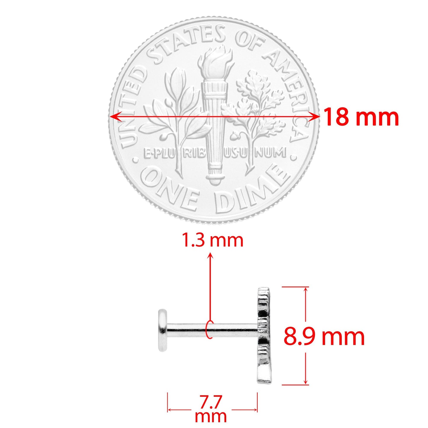 16G 5/16 Clear Gem Feather Internally Threaded Labret Set of 3