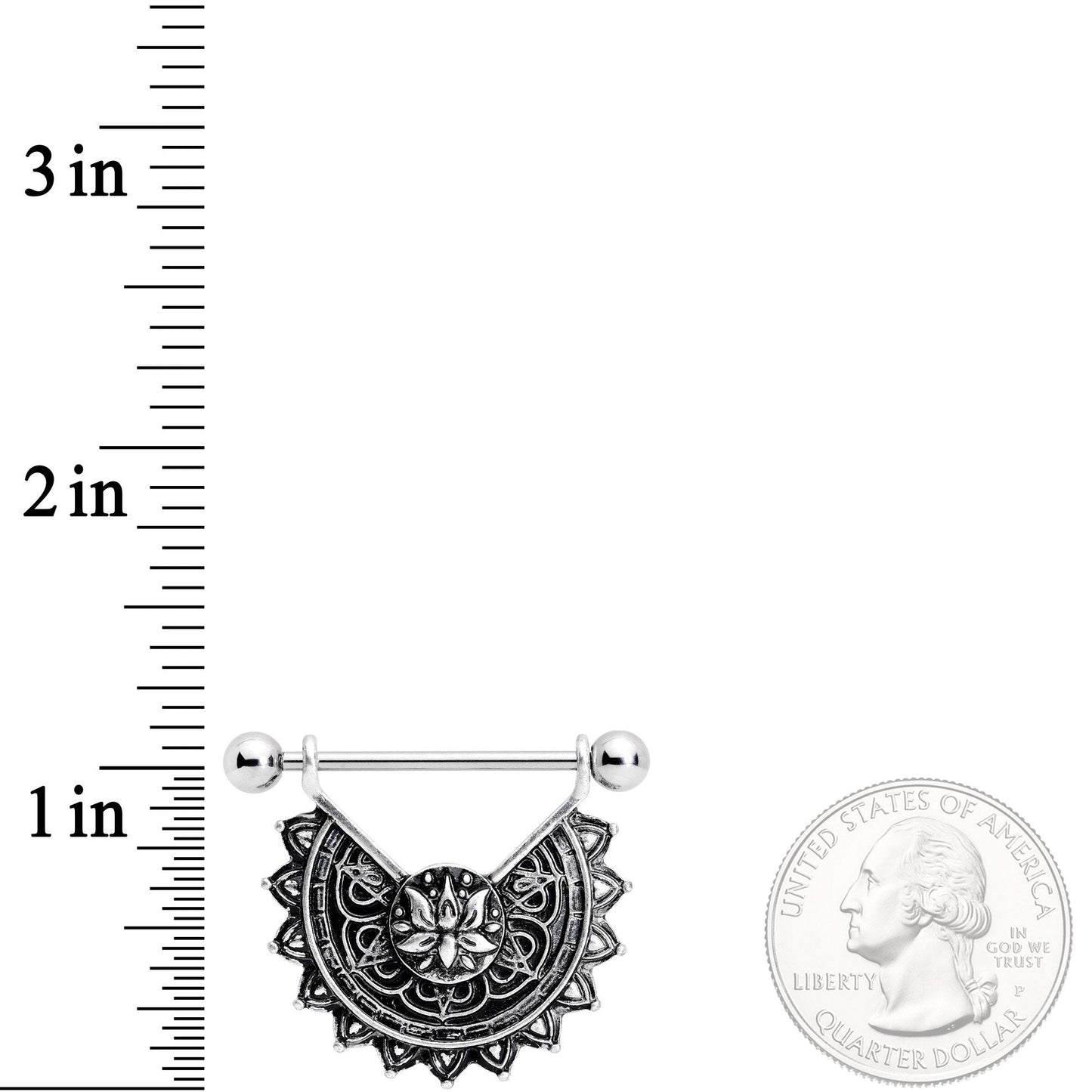 14G 9/16 Drama Lotus Flower Mandala Dangle Nipple Ring Set