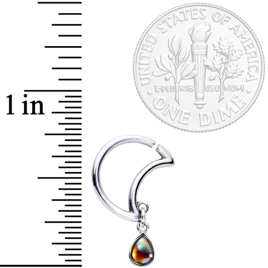 16G 3/8 Iridescent Dangle Crescent Moon Closure Ring