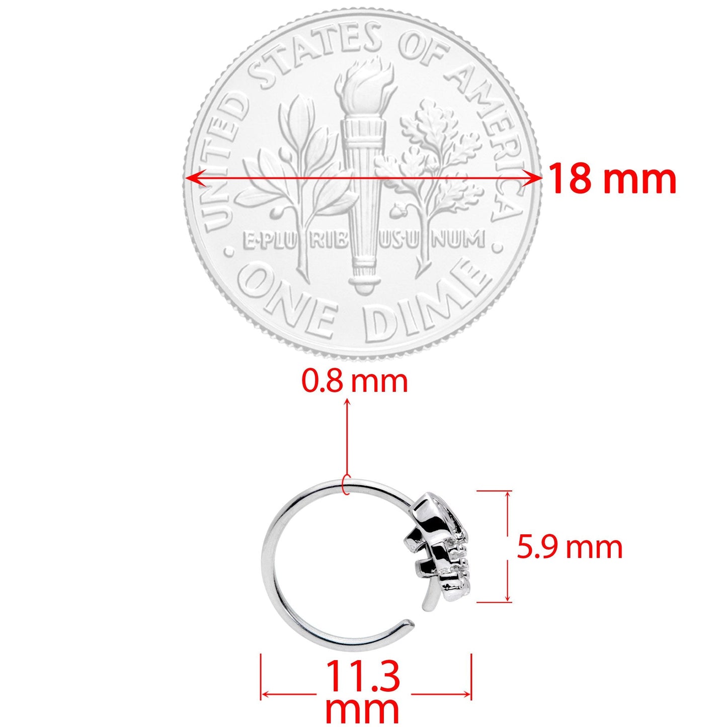 20G 5/16 Clear CZ Gem All About Owl Nose Hoop