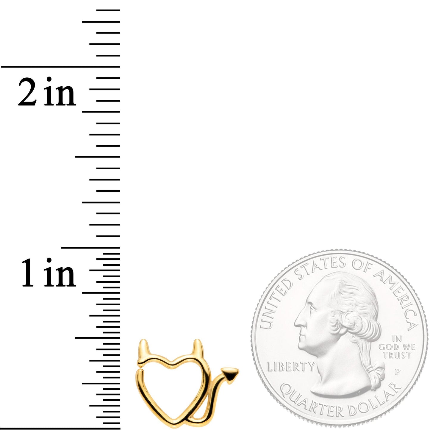 16G 5/16 Gold Tone Little Devil Heart Closure Ring