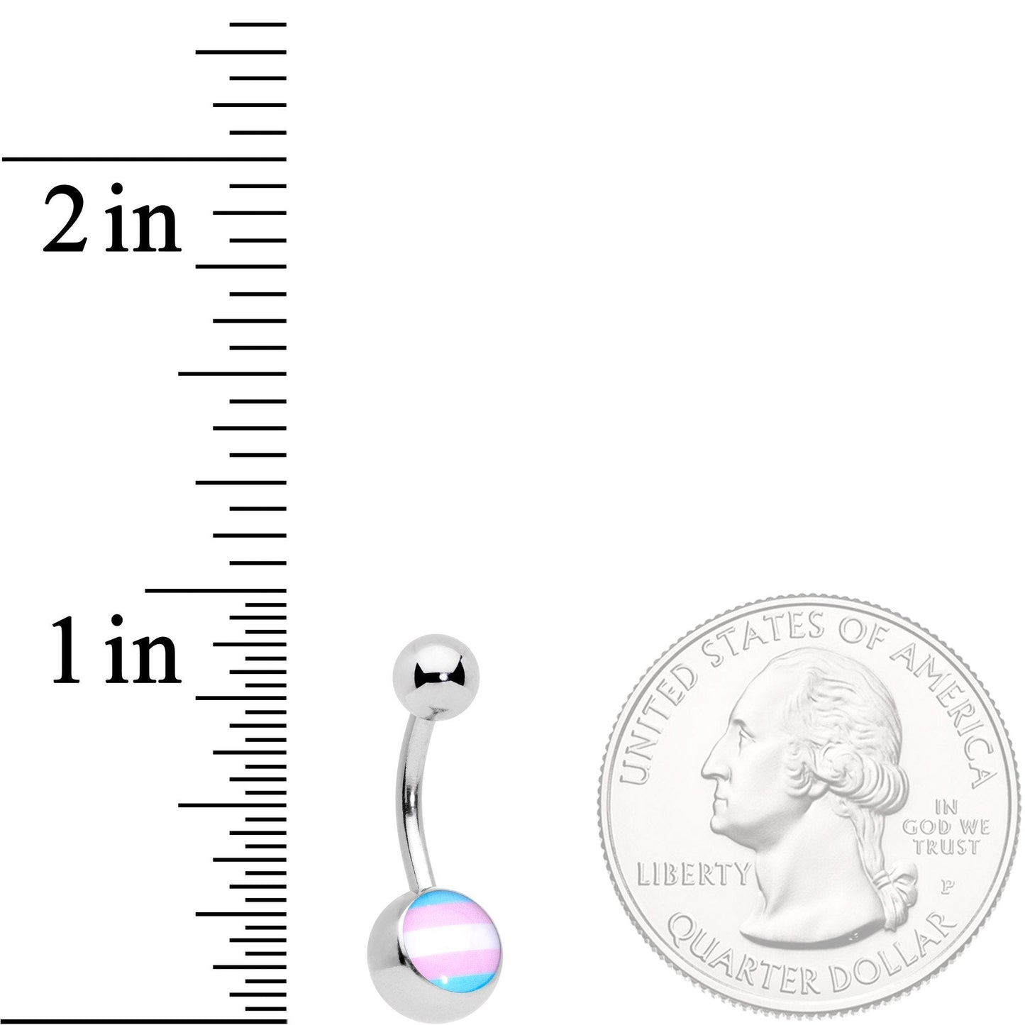 Pink Blue White Transgender Pride Flag Belly Ring