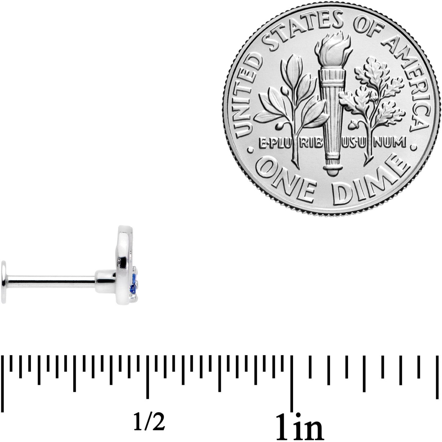 16G 5/16 Clear Blue CZ Gem Moonflower Labret Monroe Tragus