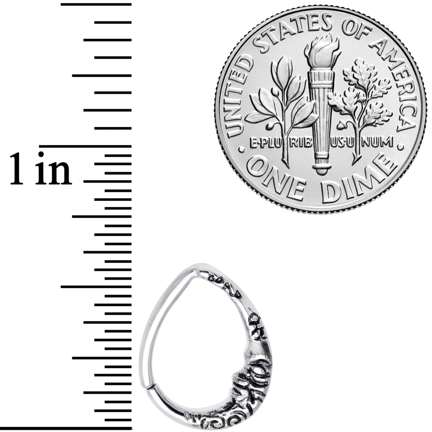 16G 1/2 Man in the Crescent Moon Teardrop Closure Ring