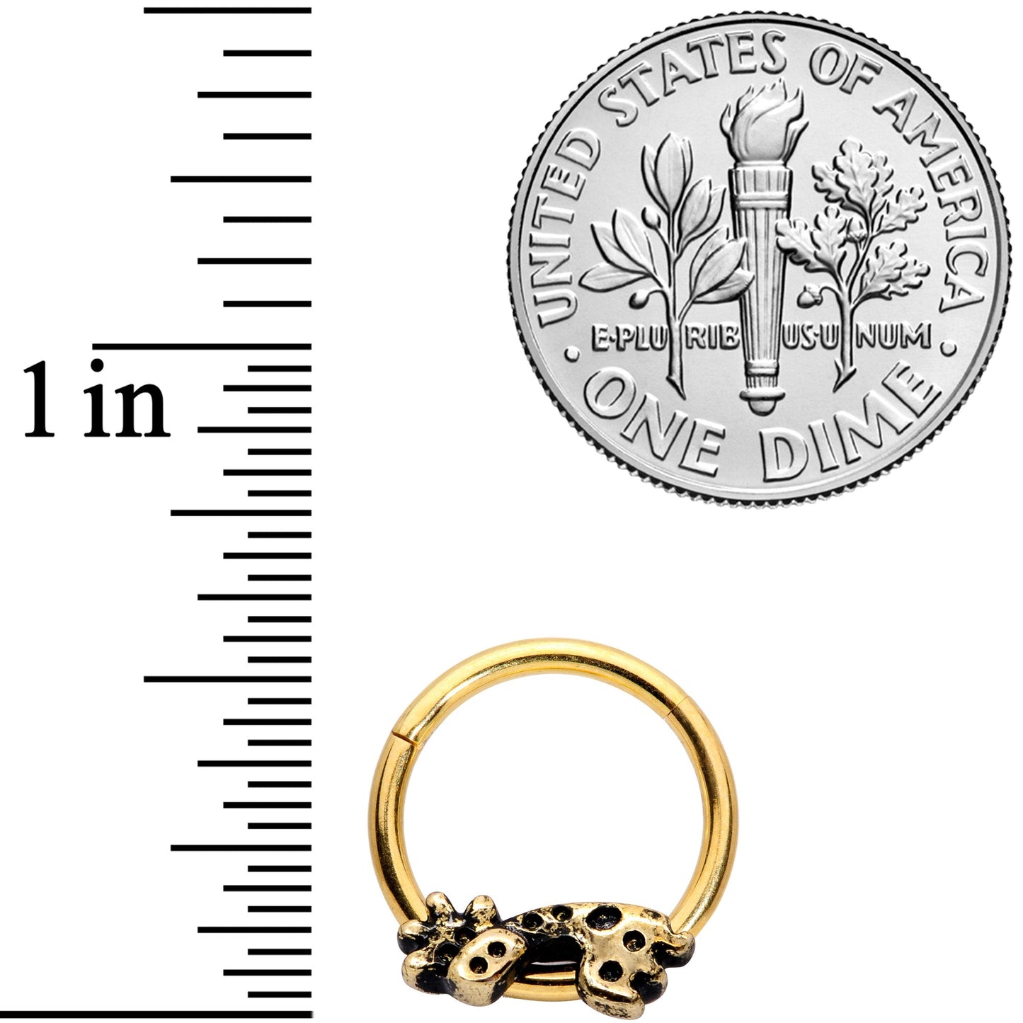 16G 3/8 Gold Tone Happy Giraffe Hinged Segment Ring