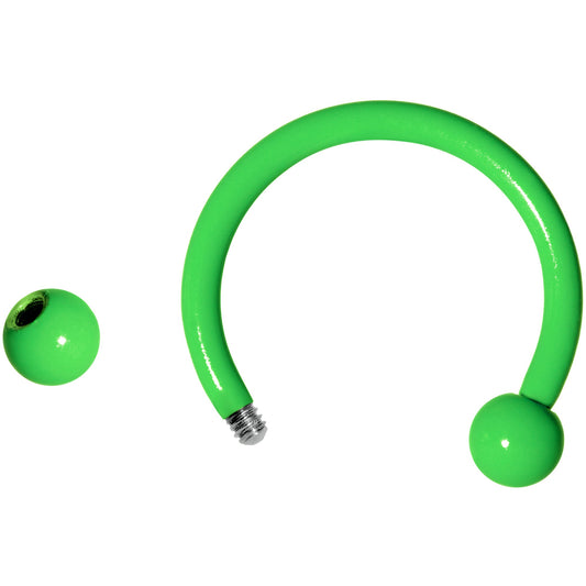 16G 3/8 Green Glow in the Dark Horseshoe Curved Barbell Set