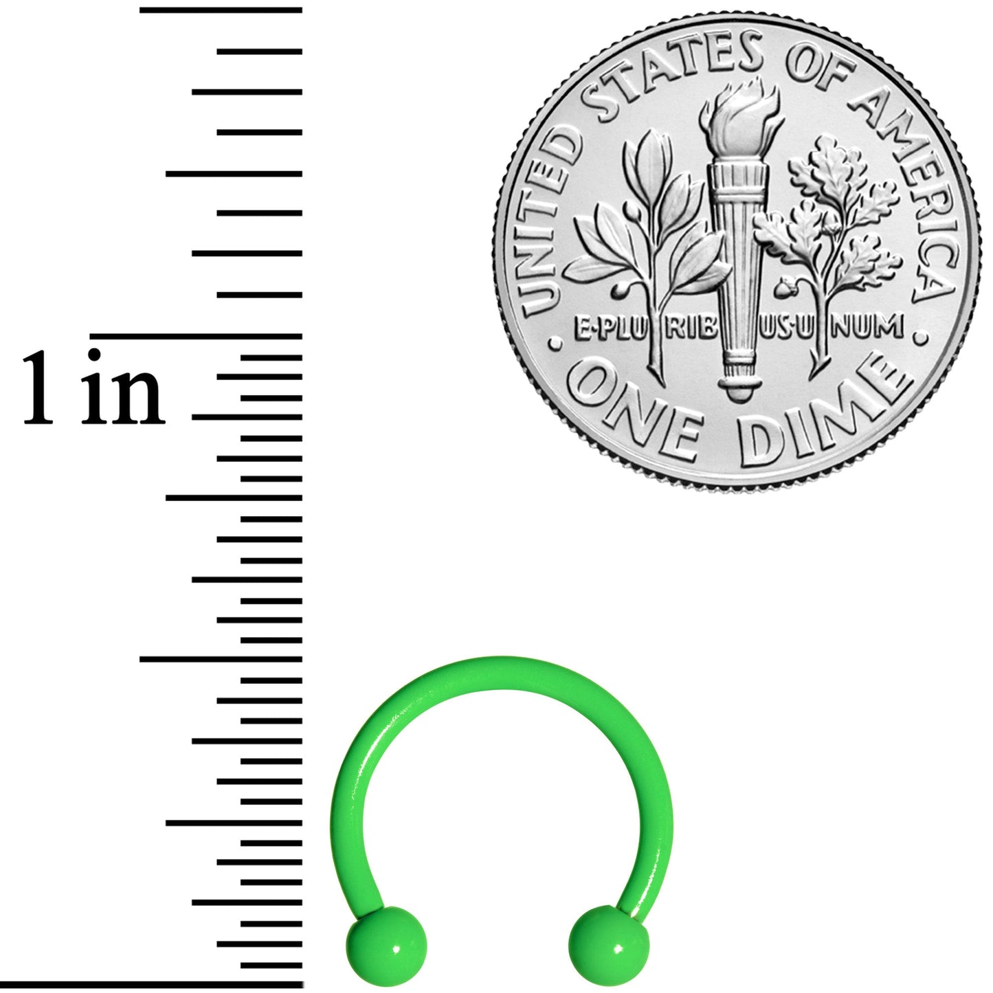 16G 3/8 Green Glow in the Dark Horseshoe Curved Barbell Set