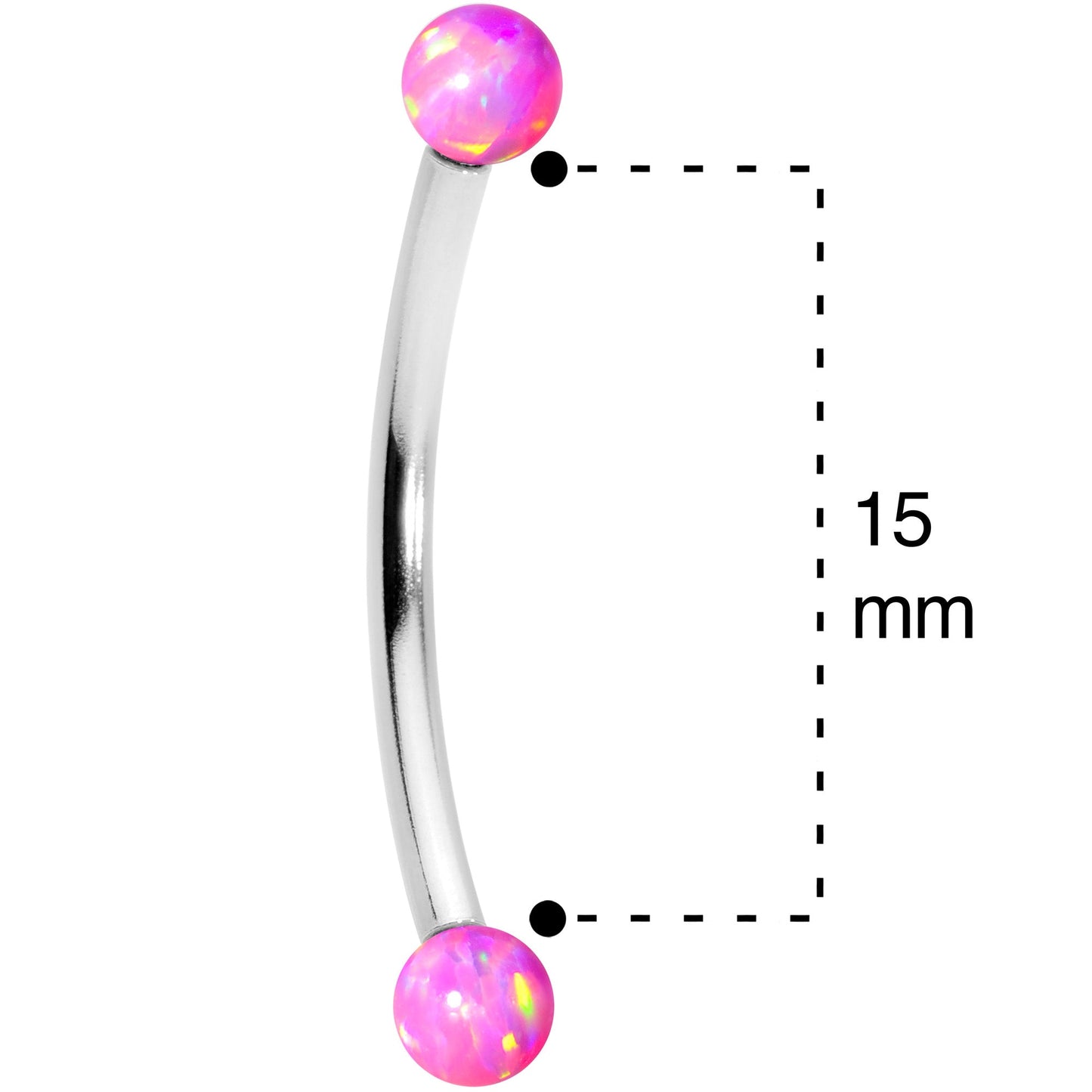 16G 9/16 3mm Pink Synthetic Opal Curved Barbell